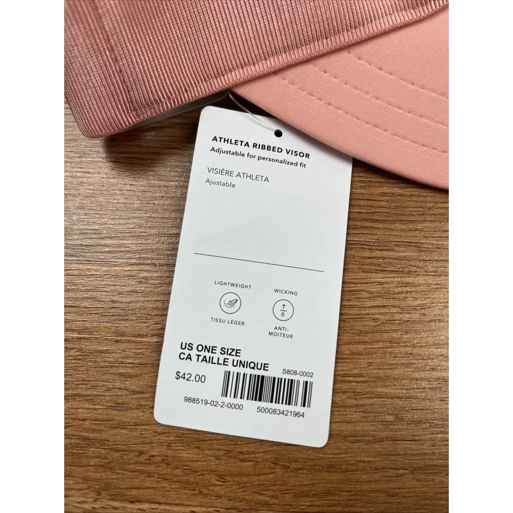 Athleta Ribbed Visor‎ Hat, Peach, Women's One Size, NEW